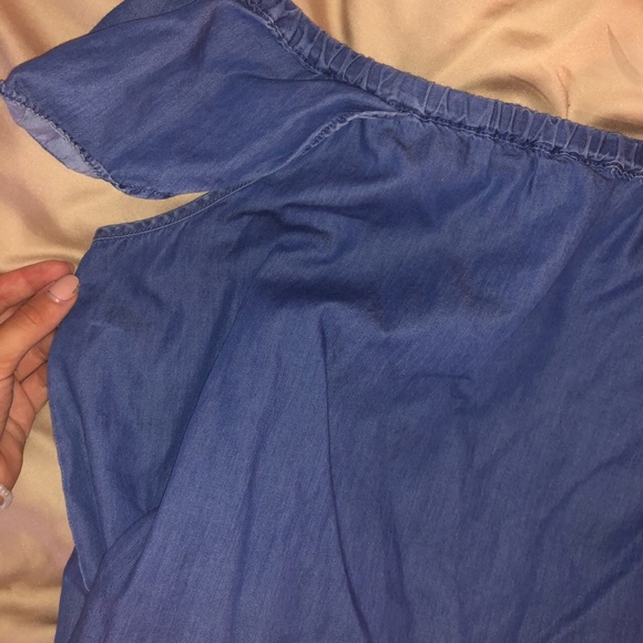 Denim Chambray Off the Shoulder J. Crew Top - Picture 4 of 4